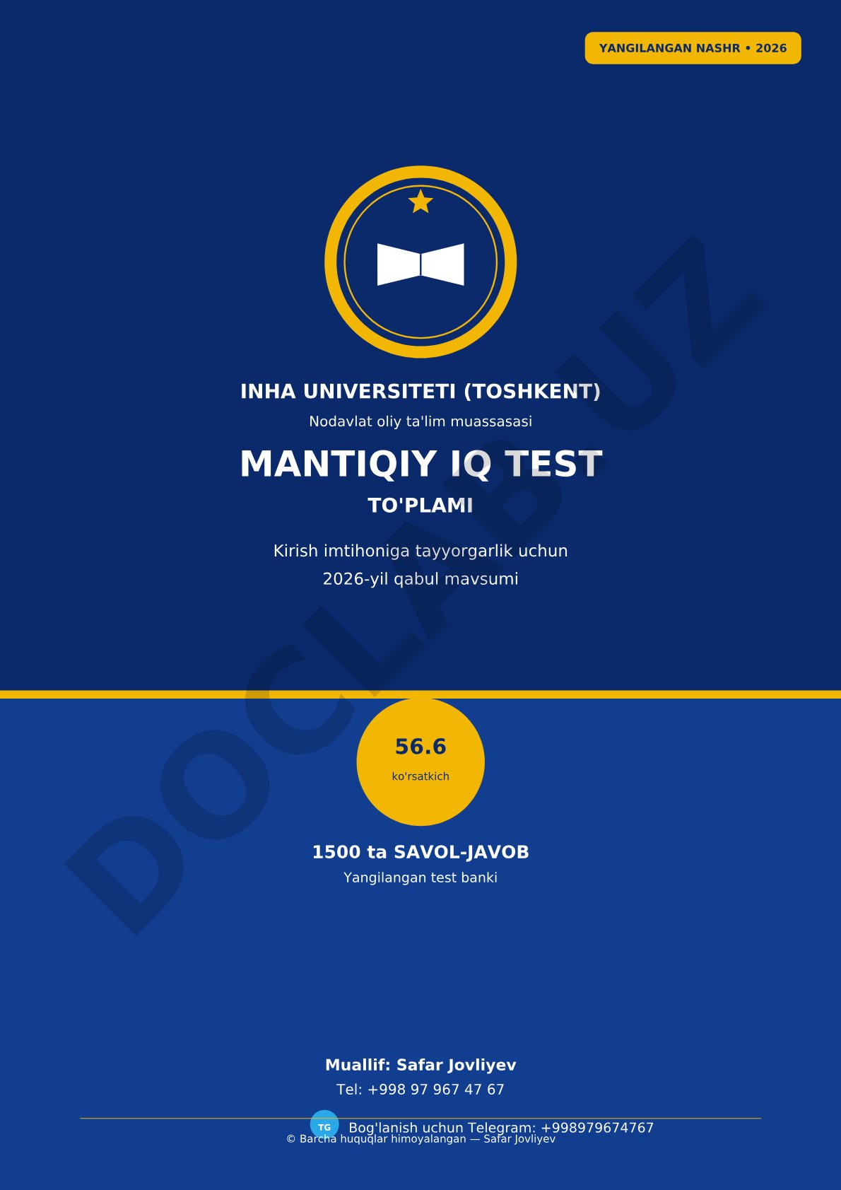 Inha universiteti uchun mantiqiy IQ testlari to'plami