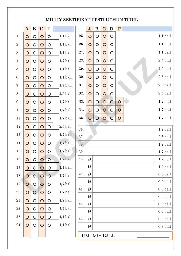 Milliy sertifikat testi