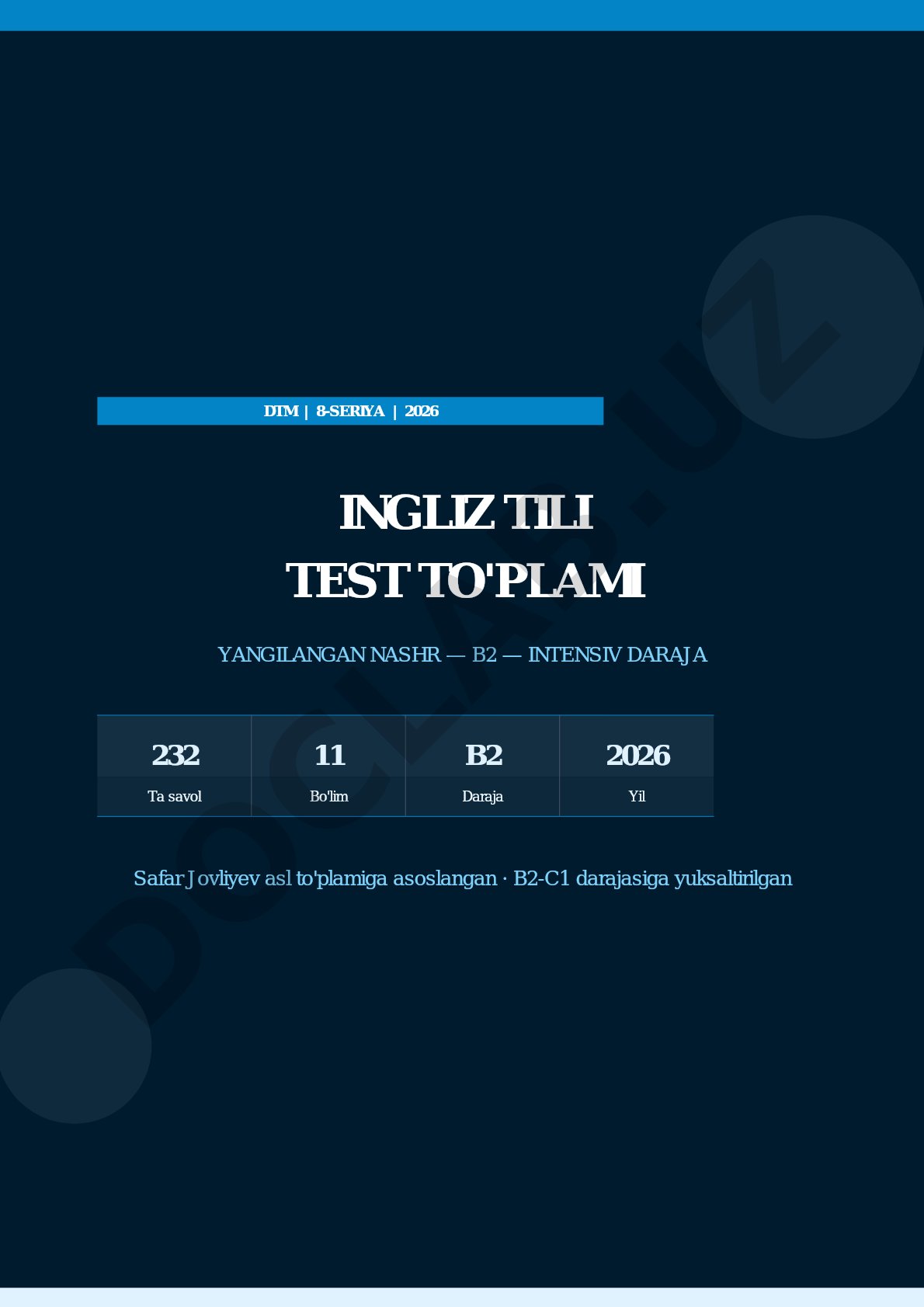 DTM 8-SERIYA 2026 INGLIZ TILI TEST TO'PLAMI YANGILANGAN NASHR — B2 — INTENSIV DARAJA