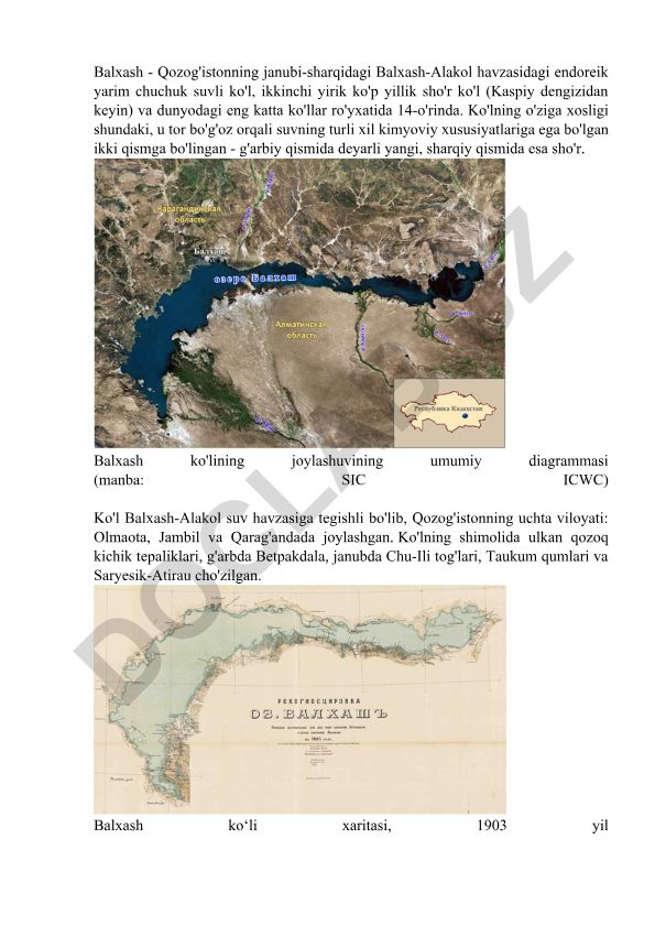 Balxash ko'lining geografik xususiyatlari va shakllanishi