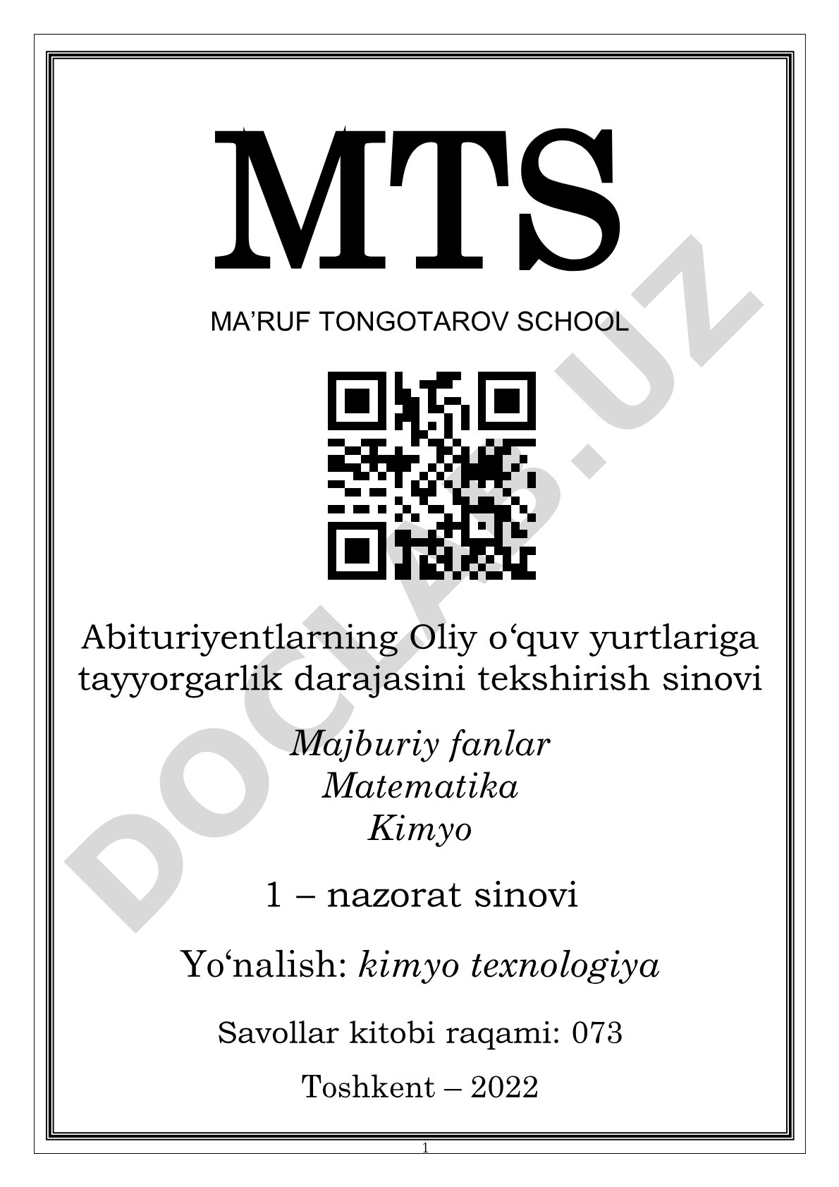Abituriyentlarning Oliy o‘quv yurtlariga tayyorgarlik darajasini tekshirish sinovi