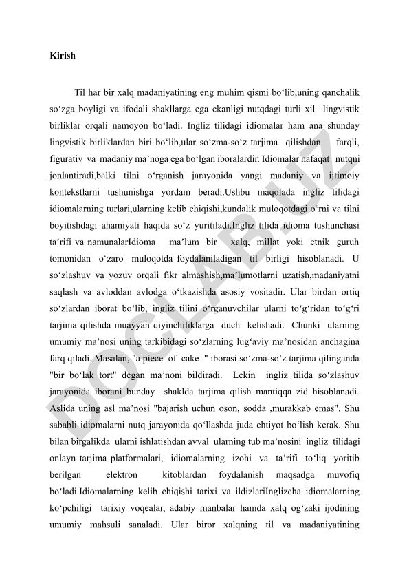 Ingliz tilidagi idiomalar: turlari, kelib chiqishi va ahamiyati