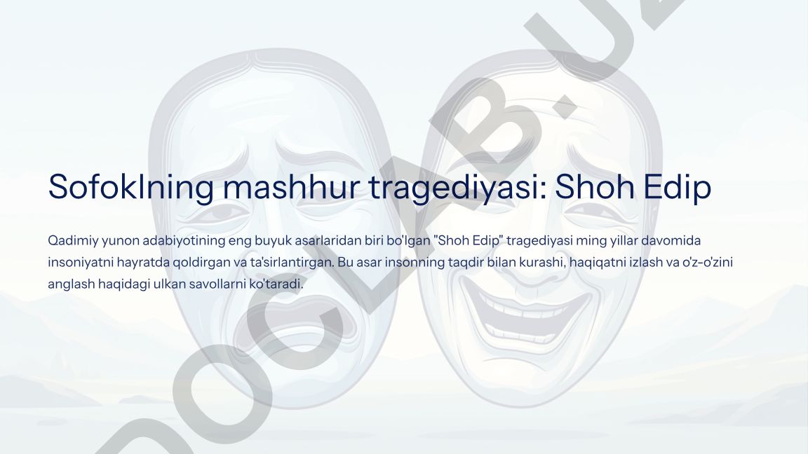 Sofoklning Shoh Edip tragediyasi haqida taqdimot