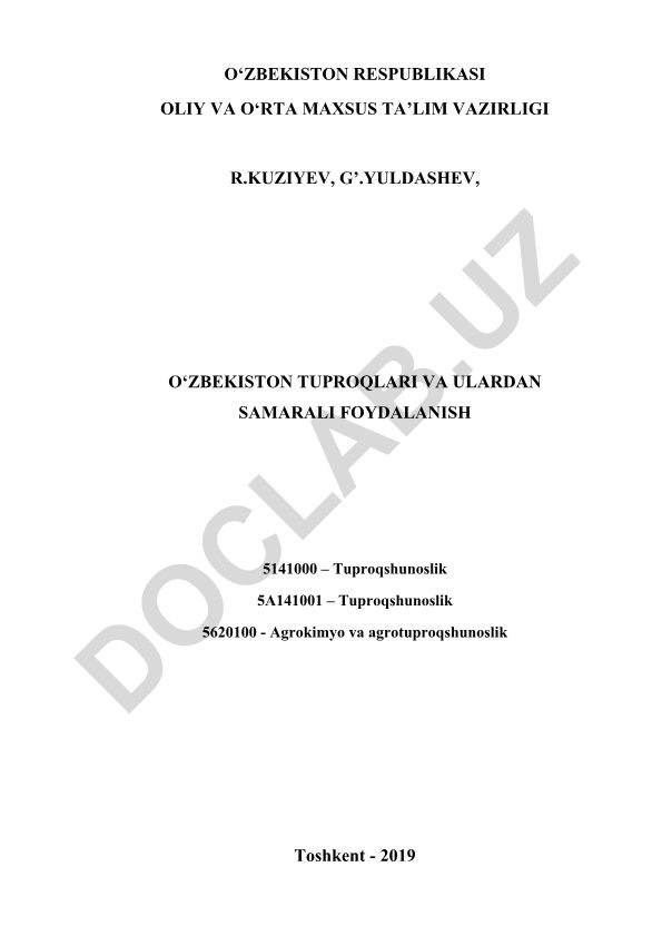 O‘zbekiston tuproqlari va ulardan samarali foydalanish