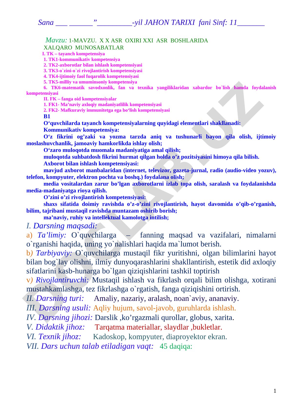 XX asr oxiri XXI asr boshlarida xalqaro munosabatlar