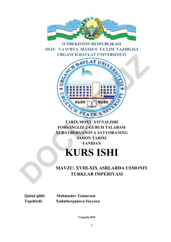 XVIII-XIX asrlarda Usmoniy turklar imperiyasi