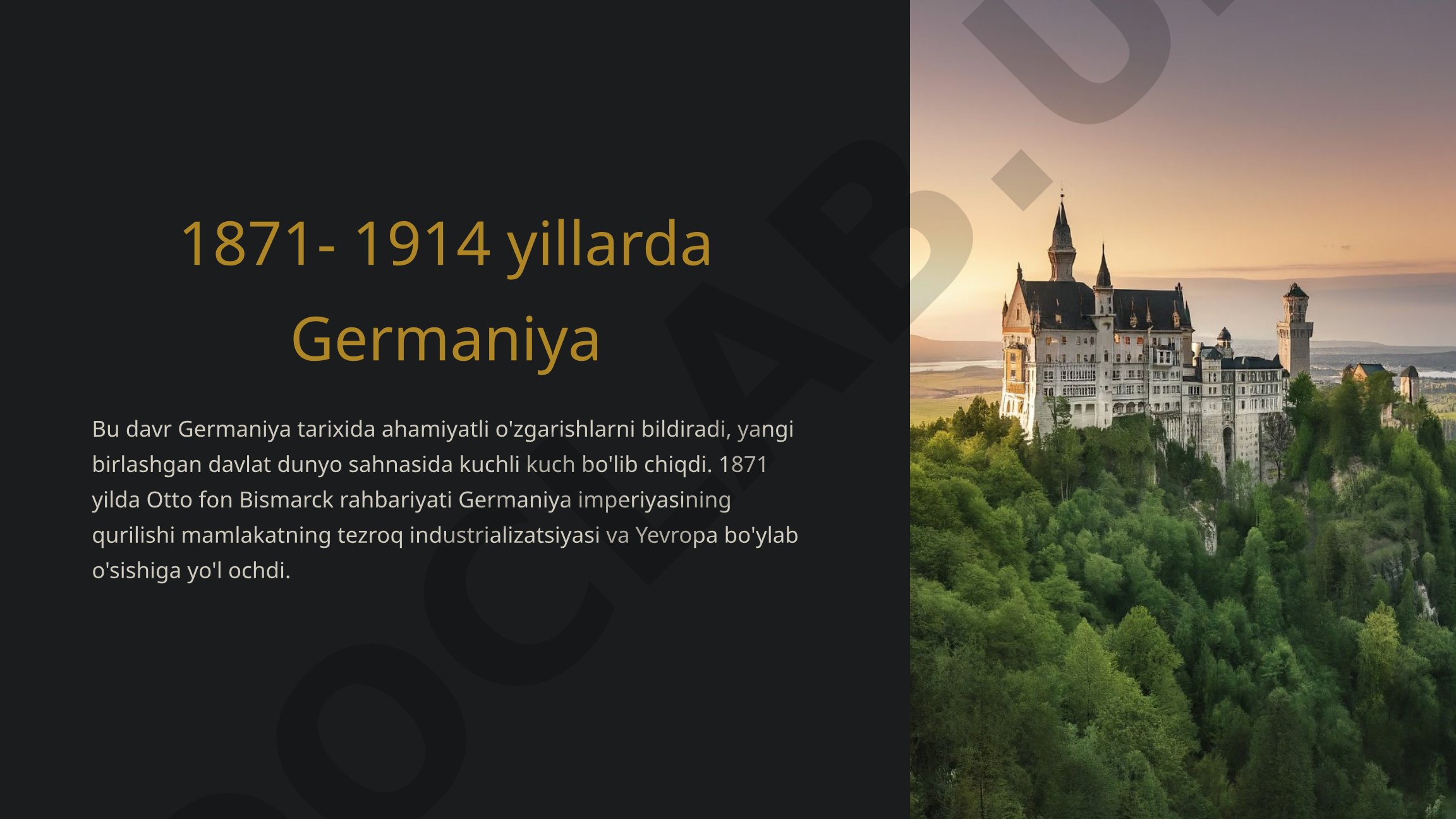 Germaniya imperiyasining tashkil topishi va boshqaruv tizimi (1871-1914)