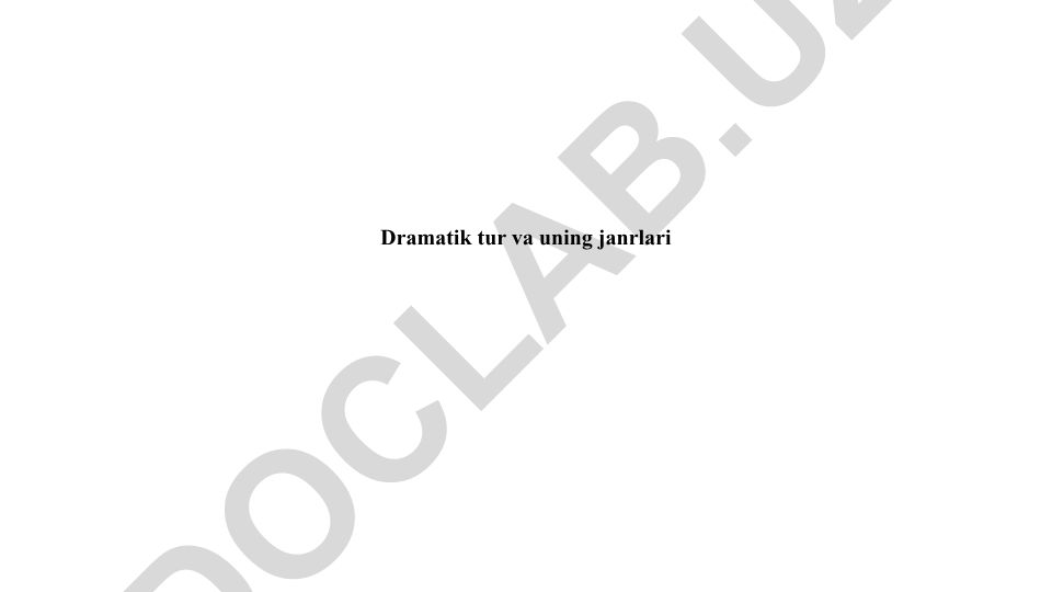 Dramatik tur va uning janrlari