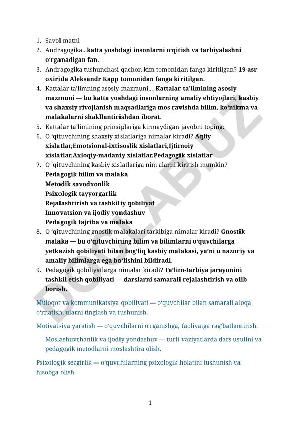 Andragogika va kattalar ta'limi