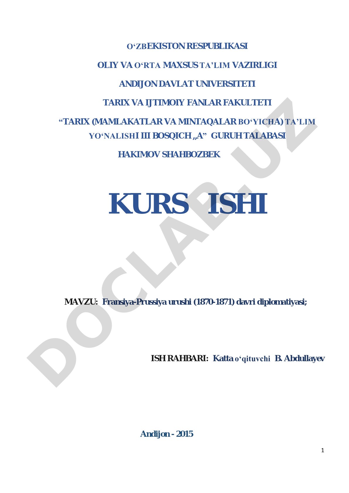 Fransiya-Prussiya urushi (1870-1871) davri diplomatiyasi