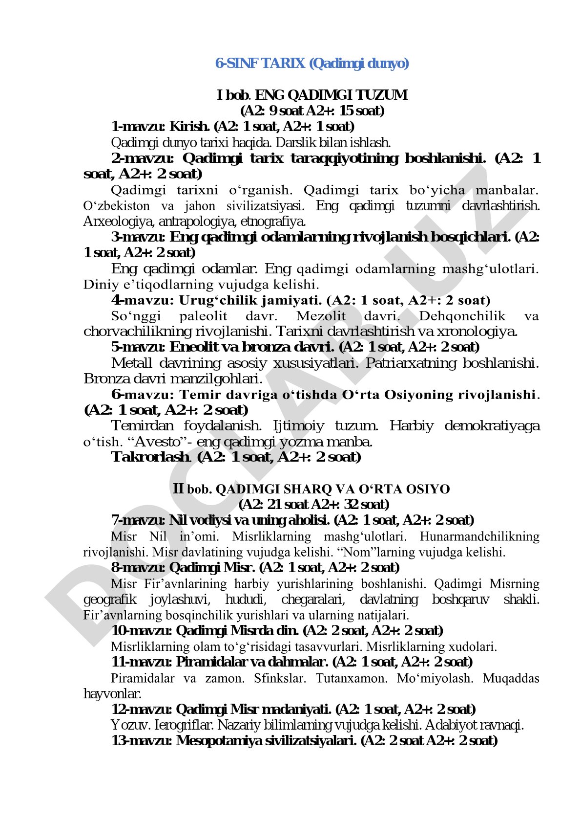 6-sinf Tarix (Qadimgi dunyo) I bob. Eng qadimgi tuzum