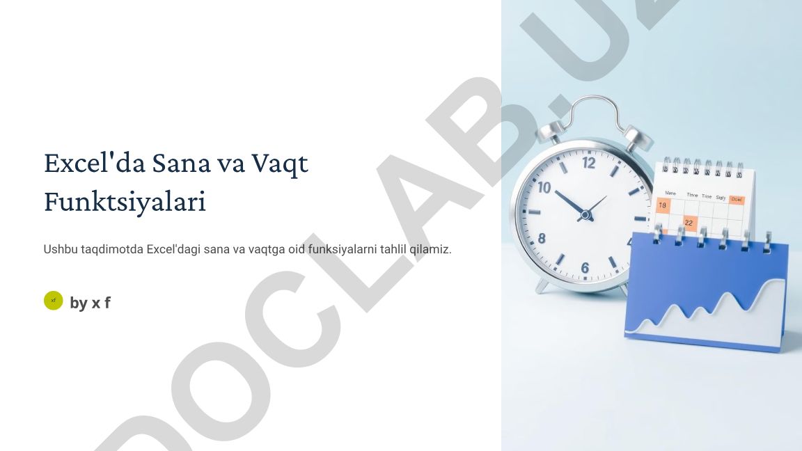 Excel'da Sana va Vaqt Funktsiyalari