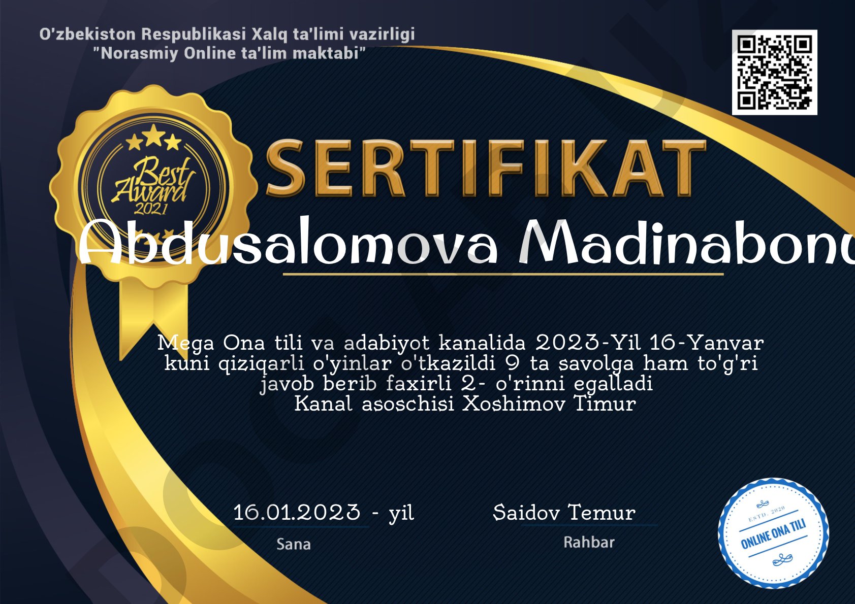 Mega Ona tili va adabiyot kanalida o'tkazilgan qiziqarli o'yinlar