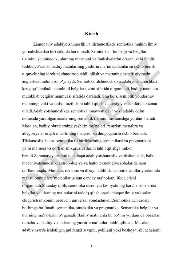 Semiotikaning adabiyotshunoslik va tilshunoslikdagi ahamiyati