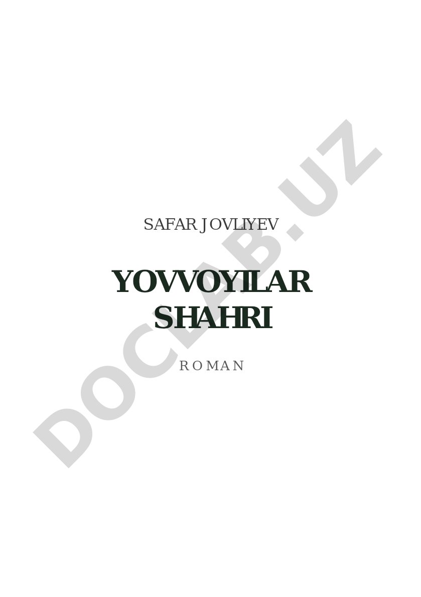 YOVVOYILAR SHAHRI ROMAN