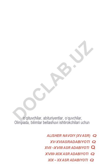 Alisher Navoiy va XV-XX asr adabiyoti savol-javoblar