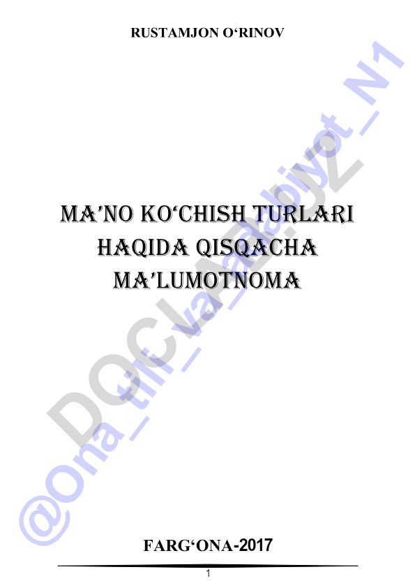 Ma'no ko'chish turlari haqida ma'lumotnoma