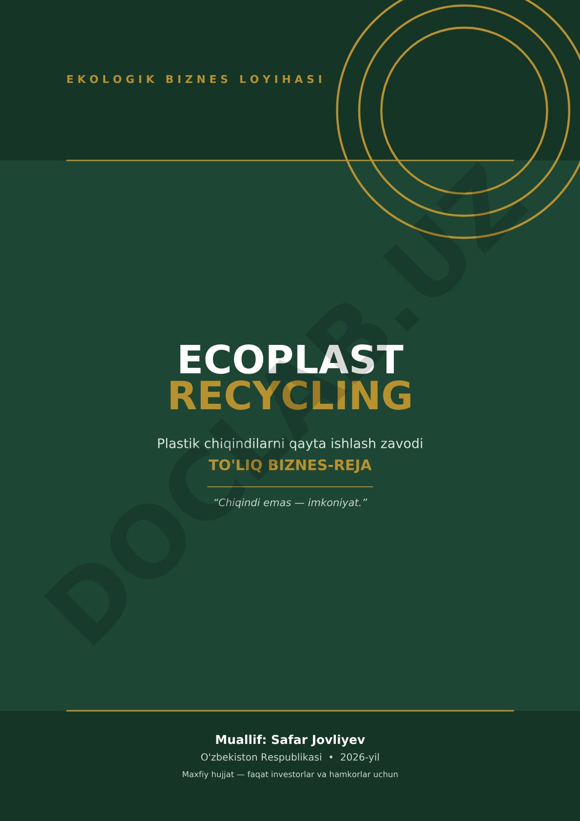 EcoPlast Recycling plastik chiqindilarni qayta ishlash zavodi
