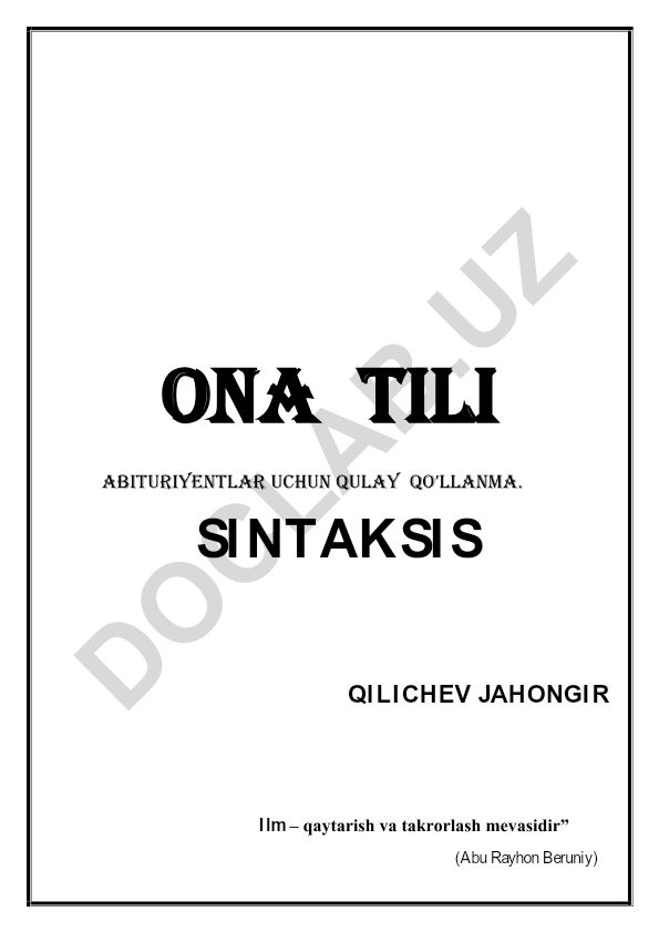 Ona tili sintaksisi: so'zlarning bog'lanishi va sintaktik aloqa