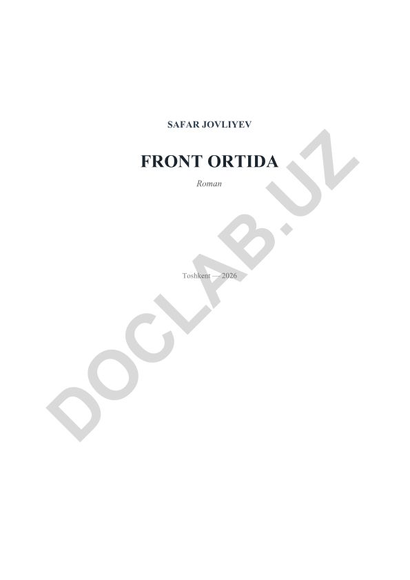 Safar Jovliyevning "Front ortida" romani