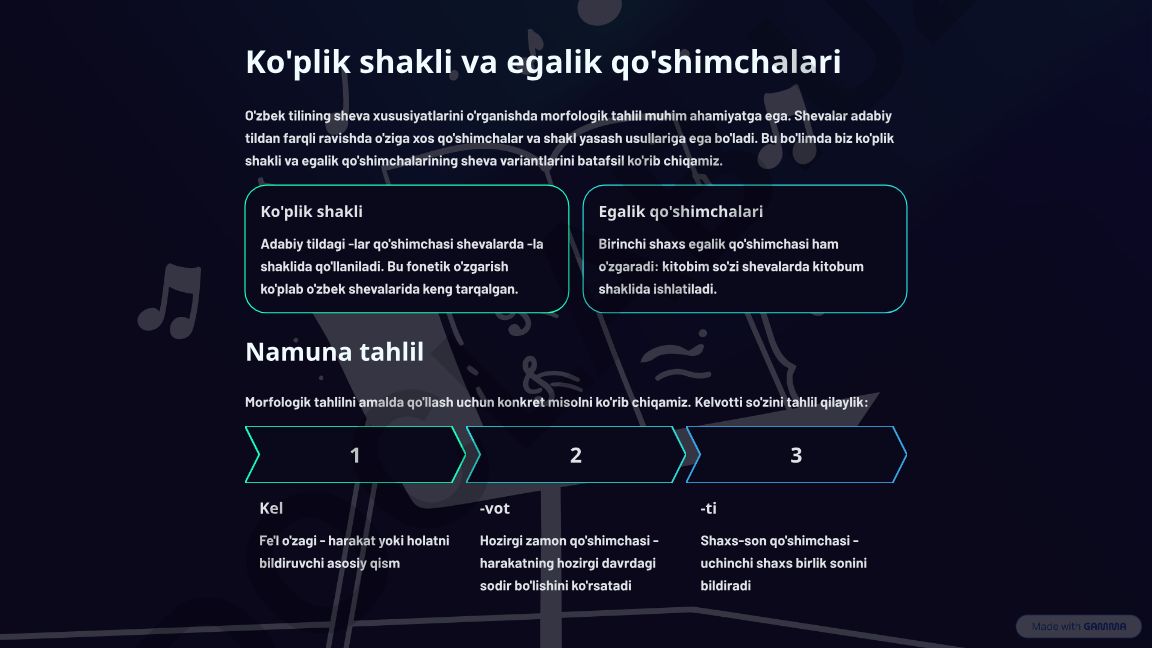 O'zbek shevalarida ko'plik shakli va egalik qo'shimchalari