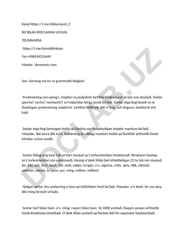 Sonning ma'no va grammatik belgilari