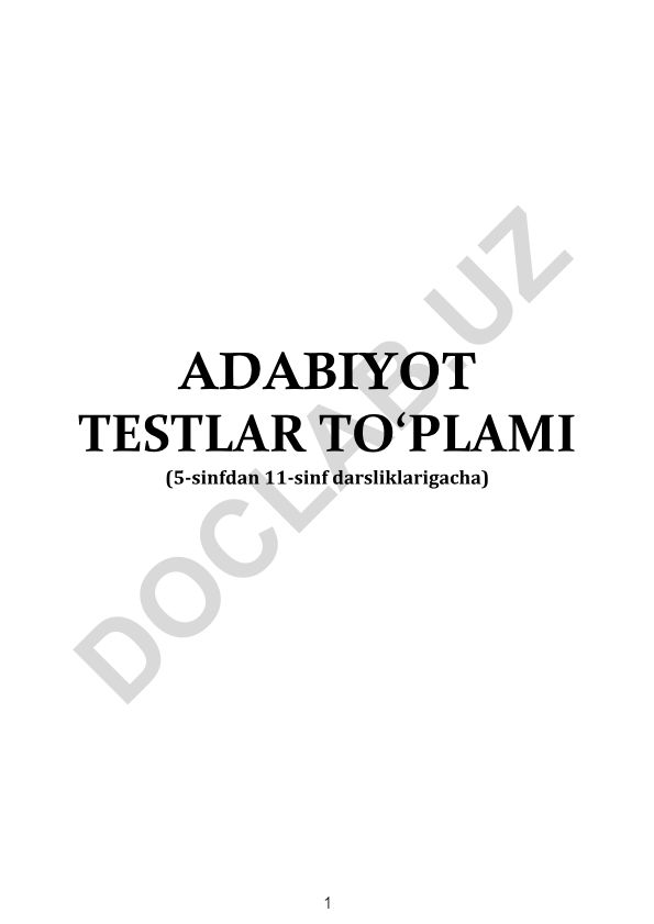 5-11 sinflar adabiyot testlari to'plami