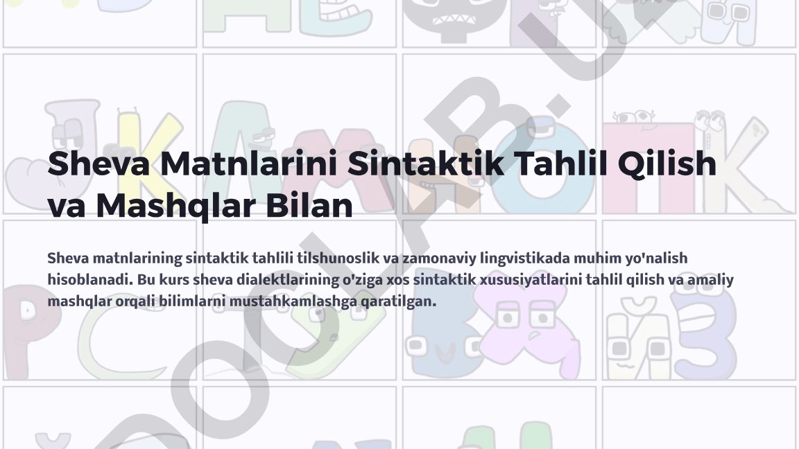 Sheva Matnlarini Sintaktik Tahlil Qilish va Mashqlar