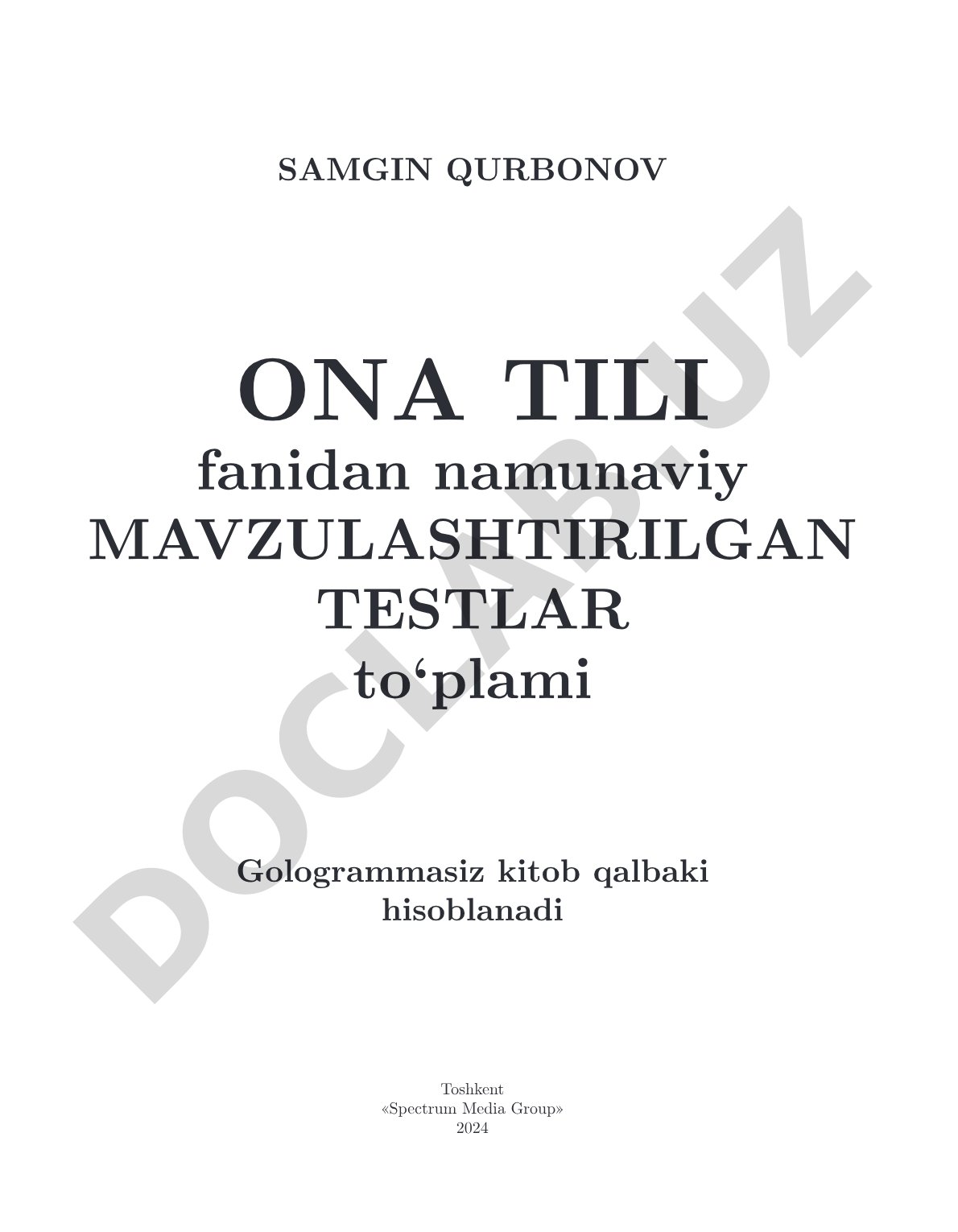 Ona tili fanidan namunaviy mavzulashtirilgan testlar to'plami