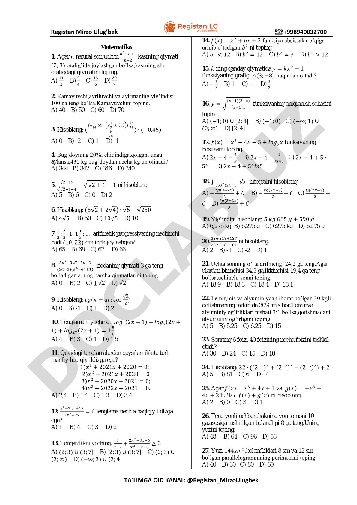 Matematika masalalari