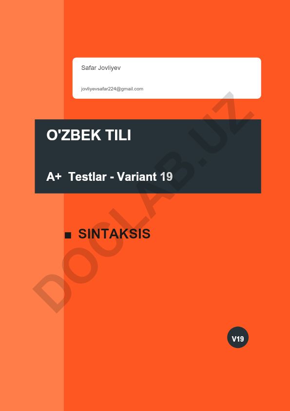 O'zbek tili sintaksis testi - Variant 19