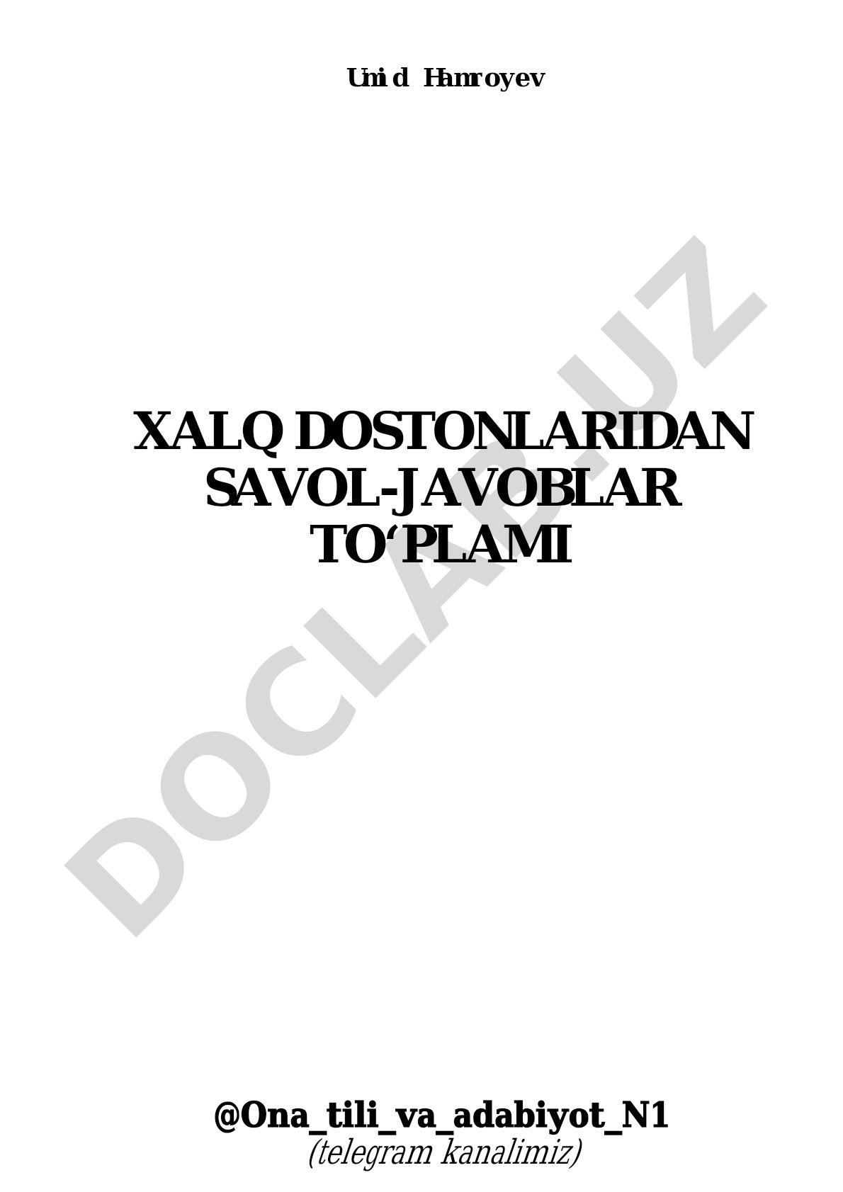 Xalq dostonlaridan savol-javoblar to'plami