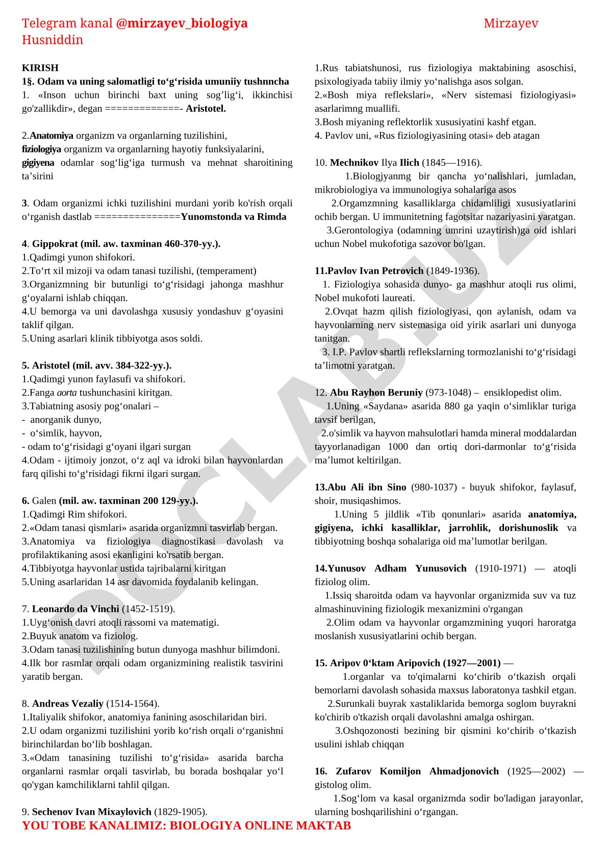 Odam va uning salomatligi to'g'risida umumiy tushuncha