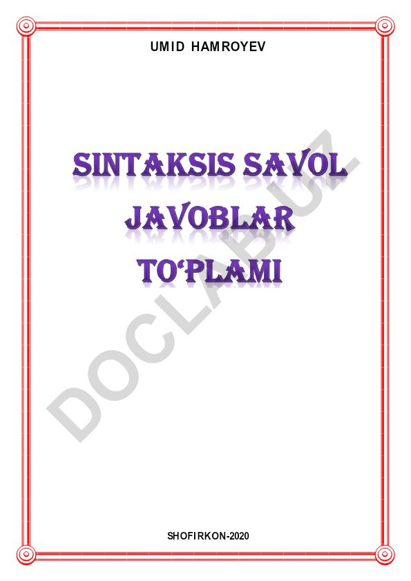 Sintaksis va punktuatsiya haqida savol-javoblar
