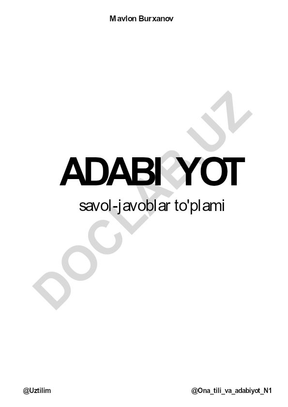Mavlon Burxanov adabiyot savol-javoblar to'plami