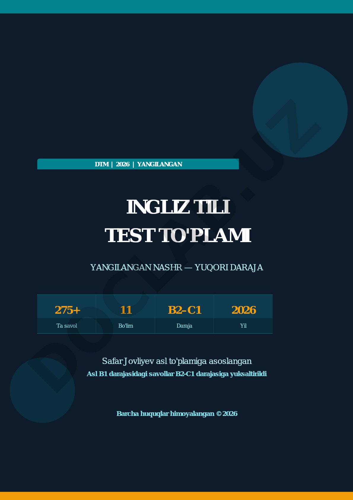 DTM 2026 Yangilangan Ingliz Tili Test To'plami Yuqori Daraja B2-C1