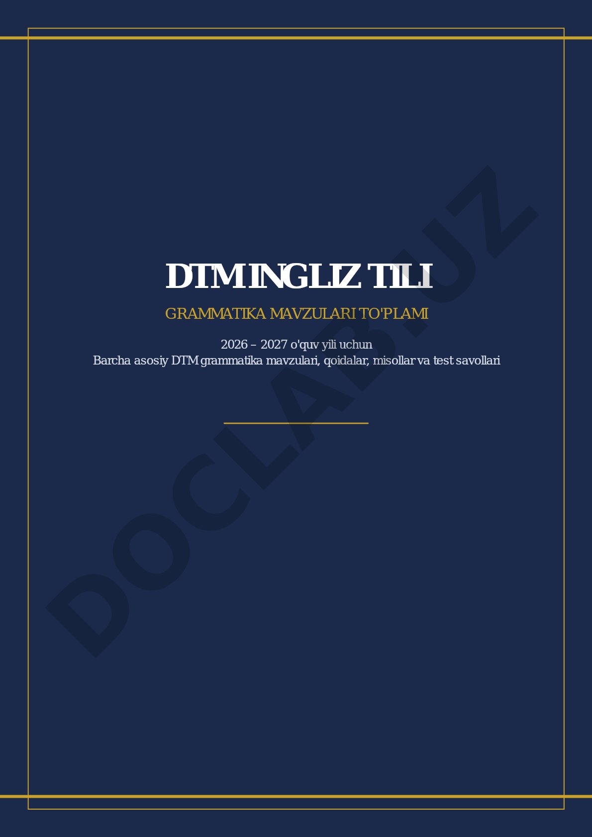 DTM Ingliz tili grammatika mavzulari to'plami 2026-2027