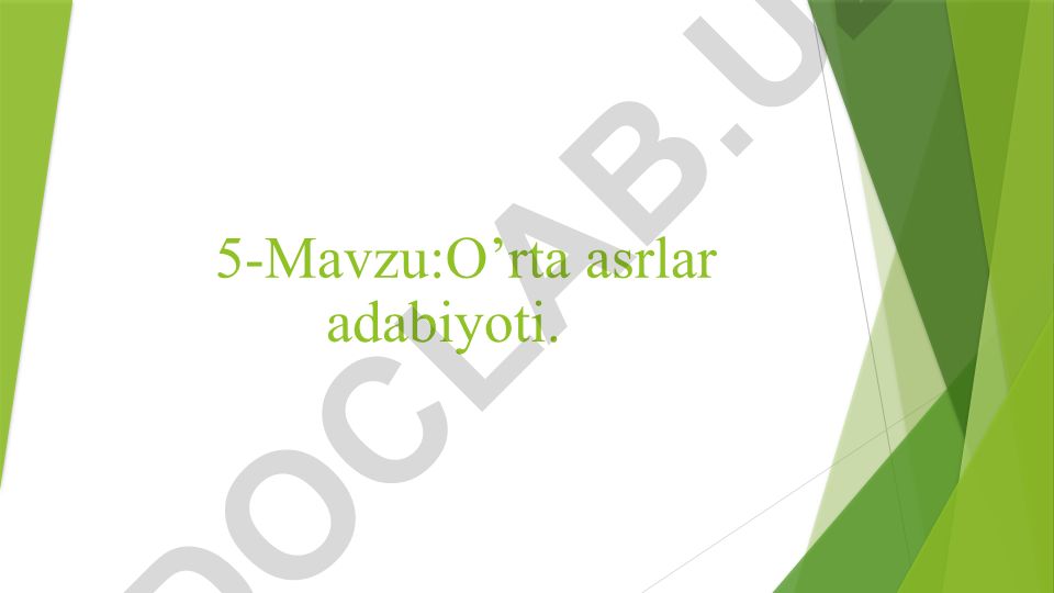 O'rta asrlar adabiyoti