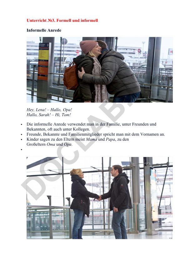 Formelle und informelle Anrede auf Deutsch
