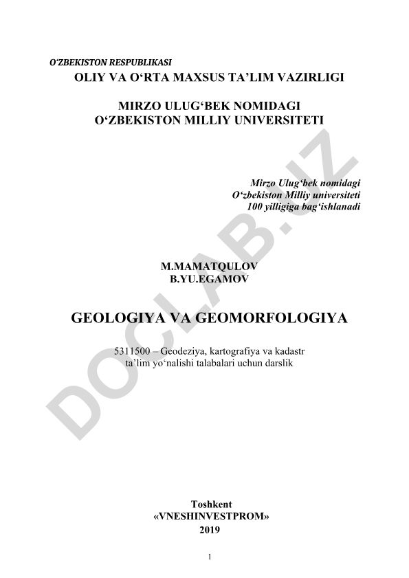 Geologiya va geomorfologiya darsligi