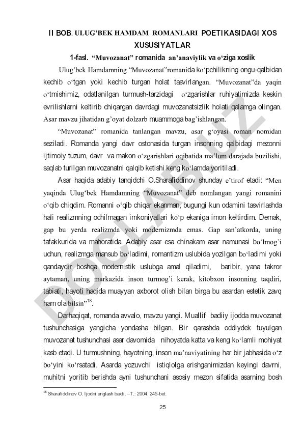 Ulug'bek Hamdamning "Muvozanat" romanida an'anaviylik va o'ziga xoslik