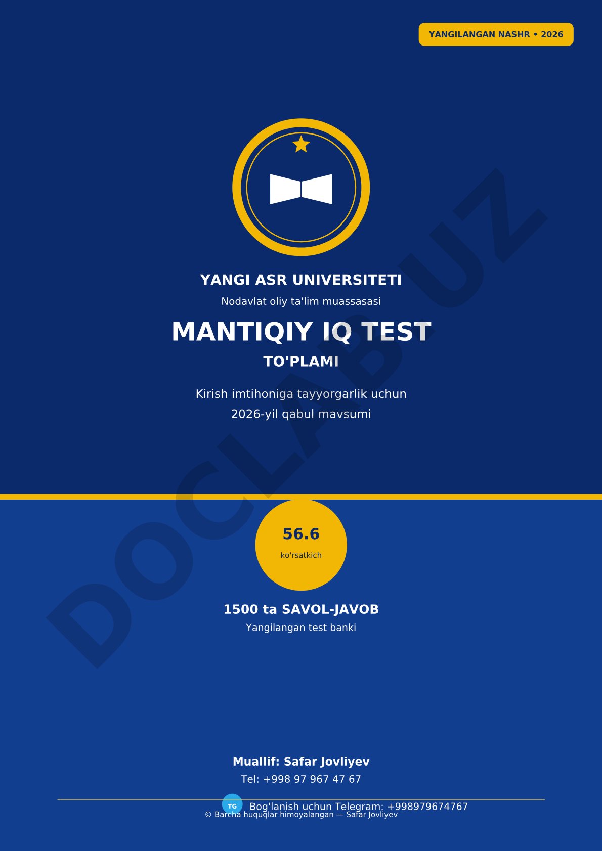 Kirish imtihoni uchun mantiqiy IQ test to'plami