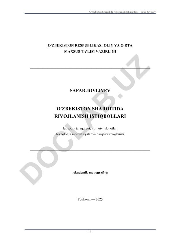 O'zbekiston sharoitida rivojlanish istiqbollari