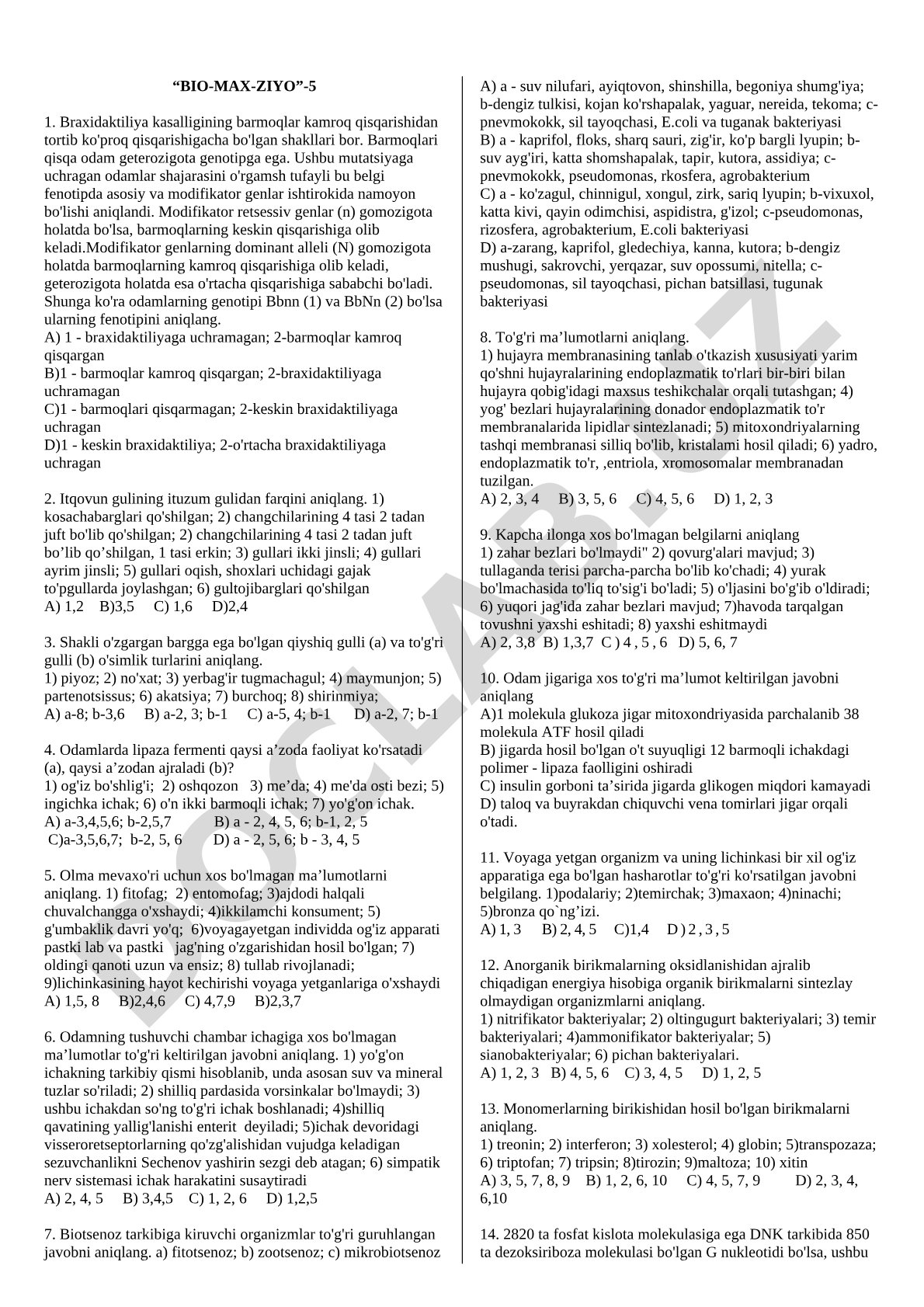 Braxidaktiliya kasalligining genetik asoslari