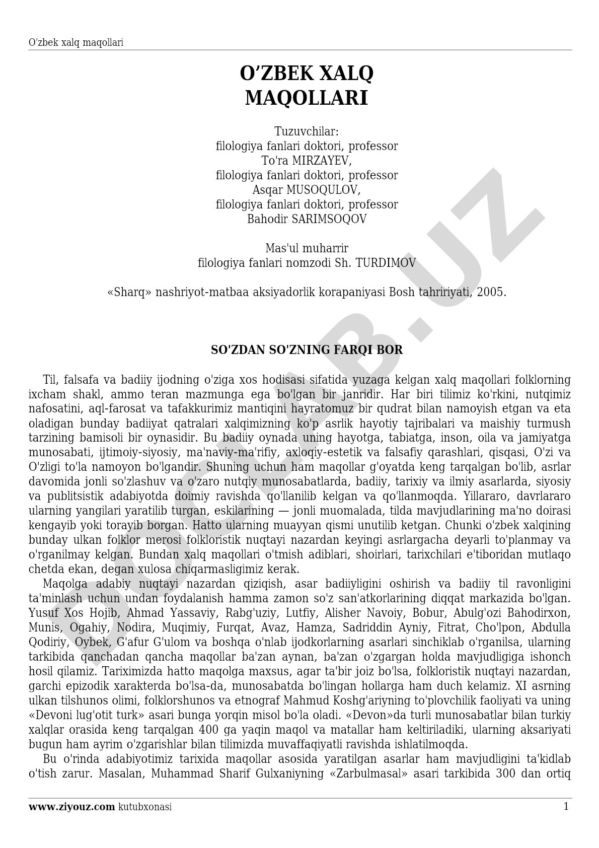 O'zbek xalq maqollari