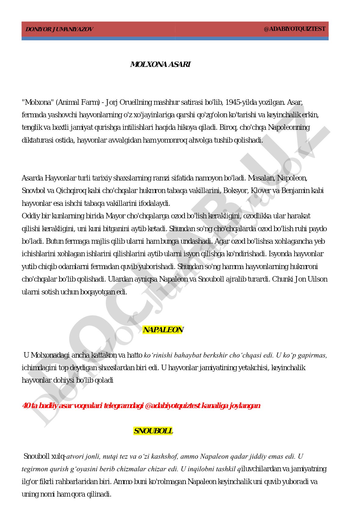 Molxona asari tahlili
