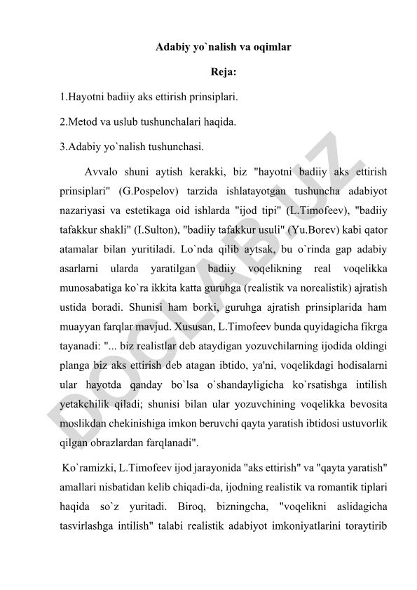 Adabiy yo'nalish va oqimlar