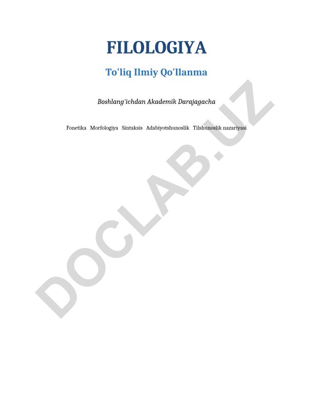 Filologiya to'liq ilmiy qo'llanma