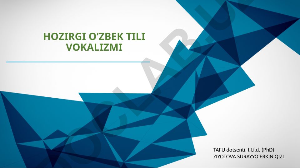 Hozirgi o'zbek tili vokalizmi va unli fonemalar tasnifi