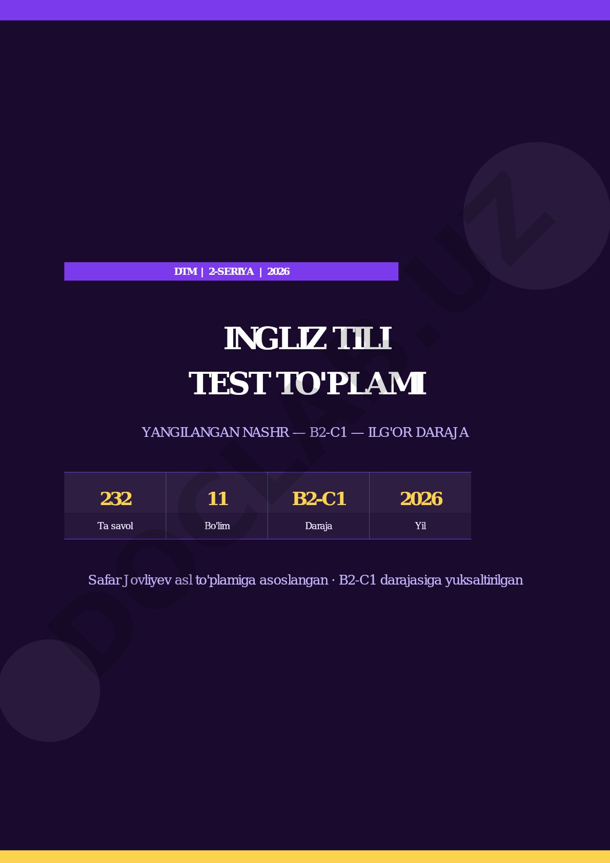 DTM Ingliz Tili Test To'plami 2-Seriya B2-C1 2026